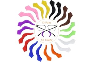 DNDGDLUA 13 paia di supporti in silicone per occhiali antiscivolo custodia per stanghette cuscinetti per orecchie ganci occhiali da sole occhiali nano bambini, Vistoso, L