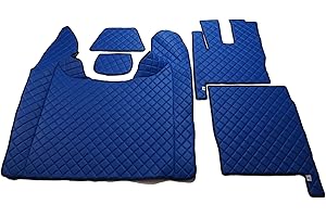 KRAM-TRUCK Alfombrillas Acolchadas Compatible con DAF Xf 106 A Partir De 2017 con Calentador De Agua, Incl. 2 Esterillas para Estantes, Azul, Certificado De Higiene, Juego De Habitáculo