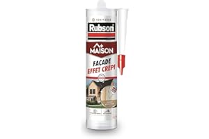 Rubson - Mastic Maison Façade Effet Crépi (cartouche de 280 ml) – Mastic acrylique pour joint, raccordement et rebouchage de fissures sur crépi – Aspect granuleux et ton pierre