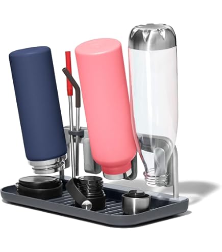 Flesdroger, afdruiprek flessen, flessenhouder keuken, droogstandaard babyflessen, herbruikbare flessenstandaard om af te druppelen, voor plastic zakken, flessen en bekers (zilver, klein