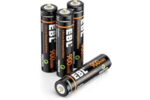 EBL 1.5V USB AAA Batterie Ricaricabili con Micro USB Cavo, Pile Ricaricabili da 900mWh, Confezione da 4 pezzi