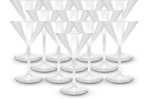 DOJA Barcelona | Vasos Plastico Martini | Transparente | Pack 12 | Copas de Martini Plastico Duro Reutilizable | Vasos Policarbonato Transparente | Vaso Martini Plastico, Cocktail Reutilizables