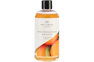 Wax Lyrical Mediterranean Orange Reed Diffuser Refill - 200ml | Refreshing Orange Citrus Scent | Made in England