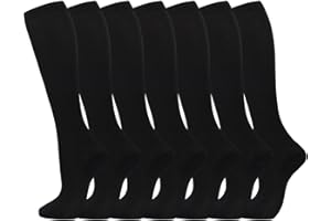 Odtmger Calcetines de compresión (7 pares) para mujeres y hombres Circulación 20-30 mmhg El calcetín alto hasta la rodilla es el mejor apoyo para atletismo Correr, Ciclismo