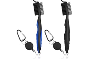 SCDZY 2 Stück Golf Bürste, Golfschläger Bürste Golf Club Groove Cleaner mit Karabinerhaken, Schlaufe Clip und Aluminium-Karabiner, Golfschlägerreiniger für Reinigung Club Face & Groove(Schwarz und Blau)