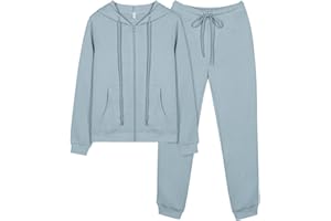 REORIA Women Zip Up Hoodie and Slim Long Pants Warm Cotton Lounge Wear Sets Two Piece Outfit Thick Long Sleeve Tracksuits Full Set Co Ord Sets With Pockets