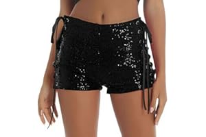 tinbarry Pantaloncini con Paillettes Pantaloncini Glitterati da Donna Pantaloni Caldi Elastici a Vita Alta Pantaloncini per Il Tempo Libero Paillettes Brillanti Clubwear Abiti Estivi per Feste