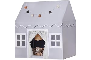 Wilwolfer Tienda de campaña Infantil: Jugar en Interiores y Exteriores - Tipi Casita Infantil con Guirnalda de borlas y Alfombra - Casa Grande para Niñas y Niños