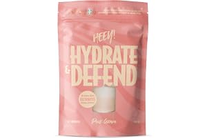 Heey! Hydrate & Defend Elektrolyttillskott med Immunförsvar, Rosa Grapefrukt, med Probiotika, Ingefära och Vitaminer