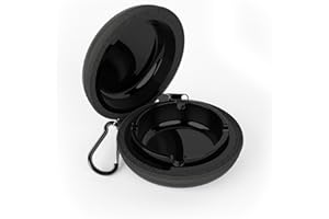 Juspota Posacenere Portatile, Cerniera Portacenere Tascabile in Metallo Sigillato Antiodore con Portachiavi per Viaggi, Fumatori, Escursioni, Nero