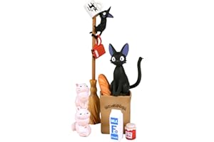 ensky - Assortimento di miniature impilabili di Kiki - Consegne a domicilio, Jiji Nosechara, merchandising ufficiale Studio Ghibli tramite Bandai