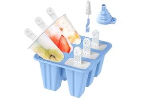 MXJFYY Moules à Glaces en Silicone, 6 Cavités Moules à Glace Faits Maison, Moule à Glace Popsicle Réutilisable de Sans Bpa DIY Démoulage Facile pour Enfants et Adultes Glace Maison