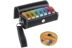 RELAX LOVE Pilluliers Medicaments 7 Jours avec 14 Compartiments,Pilulier Semainier Portable avec Sacoche Noire,Semainier Medicament pour Vitamines,Suppléments et Médicaments
