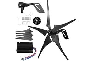 ZHOZHUT 1000W Generador De Turbina EóLica 12V / 24V / 48V Aerogenerador Horizontal 5 Cuchillas, con Controlador Y Alternador TrifáSico, Velocidad Nominal del Viento De 13m/s, para Hogar,1000w,48V