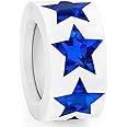 Imeepa 500 PCS Holographic Blue Star Stickers, 1 inch Self Adhesive Metallic Glitter Foil Stickers Sparkly Star Stickers Reward Behavior Chart Labels for Kids Students Teachers Supplies