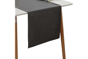 Simurq Tischläufer Wasserabweisende & Abwaschbare Tischläufer modern | Leinenoptik - Lotuseffekt | Pflegeleicht & fleckenabweisend Läufer | Tischläufer grau (Farbe: Grau, 30x140 cm)