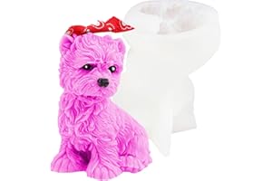 ORTUH 5.5x5.5x10cm 3D Poodle Candle Silicone Molds - Dog Candle Mold - Cute Dog Puppy Plaster Cement Resin Handmade Soap Molds Candle Making Supplies Home Decor.