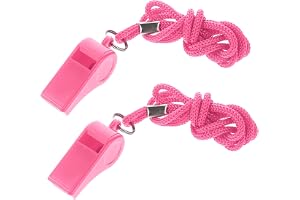Aiyorse Rosa visselpipa, 2-pack visselpipa för tränare, plastvisselpipor med snodd, högt klart skarp domare visselpipa, visselpipa nödsituation för lärare poliser tjänstemän sportträning livräddare
