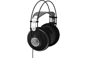 AKG K612PRO Casque de studio ouvert, supra-auriculaire Premium Reference Class, technologie ouverte sophistiquée, bandeau en cuir, scène sonore large et spacieuse, design confortable - Noir
