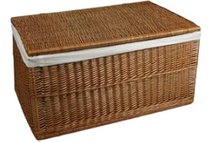 Lycce Wäschetruhe mit Deckel und Stoffeinsatz Weide Größe 2 Natur