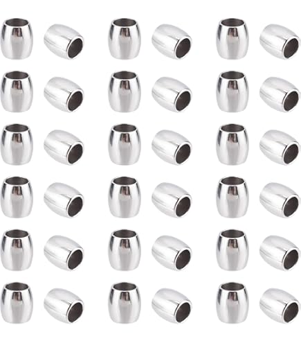 50 Perles Tubes Creux Inox 304 - 2 Couleurs, 4mm, Pour Bijoux DIY Unisexe