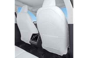 Ywooon para Tesla Protector de Respaldo de Cuero para Asiento Model Y Model 3 Model S Model X, Funda Protectora para Asiento Delantero, Impermeable Resistente al Desgaste, Blanco