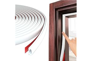 ESUFEIR 3m White D-Shape Rubber Door Seal Upvc Window Weather Strip Replacement for 2.5-6mm Gap,Self Adhesive PVC Sound Proofing Door Frame Seal Draft Excluder,Insulation Tape Noise Wind Blocker