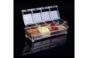SEVITINI Set di 4 Condimento Box Spezia Jar,Vaso di spezie, Serbatoio per il sale,Cucina Scatola di Spezie Contenitori con Coperchio e Cucchiaio