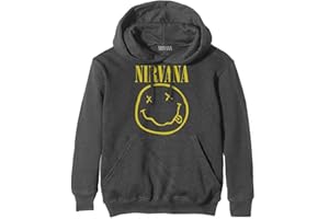 Nirvana 'Yellow Smile' (Grey) Pull Over Hoodie (Medium)