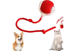 KULSUM Chewie Viral Rolling Ball, Electric Dog Ball Toy, Interactive Dog Ball Toy Chase Mate Cat Toy, Smart Automatic Rolling Pet Ball for Indoor Large Small Cats & Dogs (Red)