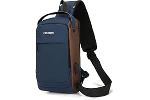 FANDARE Anti-theft Men's Top-Handle Bags Sling Shoulder Backpack Personal Flex Bag for Men Chest Bag with USB Multi Pockets Crossbody Bag Chest Daypack for Hiking Cycling Outdoor Travel Polyester
