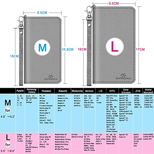 Damen Portemonnaie, SHANSHUI GeldbÃ¶rse Frauen RFID Schutz Geldbeutel mit Handyfach, Wristlet Clutch fÃ¼r Smartphone LangbÃ¶rse Portmonee Wallet (M,Schwarz)