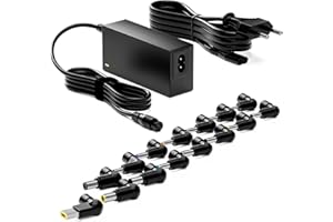 Zolt Alimentatore di rete universale da 65 W, 15 V, 16 V, 18,5 V, 19 V, 19,5 V, 20 V, AC DC, per HP Dell Acer Asus, Lenovo Toshiba Samsung Sony, 15 connettori DC