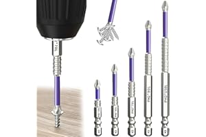 XZMCAT 5 Pcs Juego de Puntas de Destornillador Magnéticas, Puntas de Atornillado Magnéticas, Bit de Destornilladores de Imán, Juego de Brocas Antideslizantes para Taladro Eléctrico (50 65 70 90 150mm)
