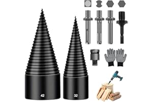 Afenau Foret de Fendage de Bois, 32 mm + 42 mm Fendeur de Bûches électrique avec 5 Poignées, Foret à Bois de Chauffage pour Fendeuse de Bois, Fendeuse de Buches électrique pour Perceuse électrique