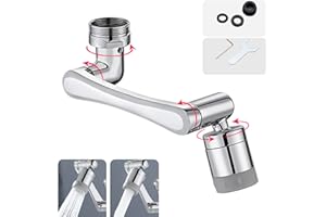 YRAKOZIN 1440 Grad Drehbarer Multifunktionaler Verlängerungshahn, Wasserhahn Aufsatz mit 2-Fach Einstellbarer Perlator für Küche Bad, 1080° Wasserhahn Verlängerung mit Perlatoren - Silber