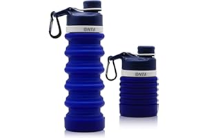 ONTA Bouteille d'eau Pliable, Bouteille d'eau Pliable en Silicone sans BPA pour Les Voyages, Bouteille d'eau Portable étanche en Silicone De Qualité Alimentaire Approuvée par la FDA, 550mL