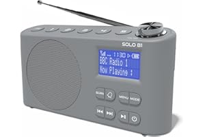 DAB/DAB+ & FM Portable Digital Radio | Bluetooth | Rechargeable Battery | Dual Alarms & Sleep Timer | Perfect for Home, Office or Outdoors | AZATOM Solo B1 (Grey)