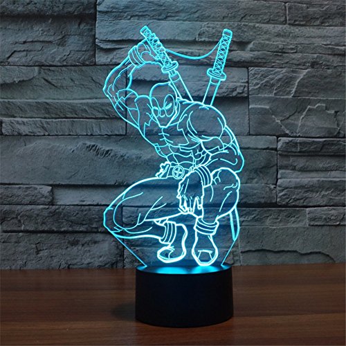 SmartEra® 3D Optical Illusion Mercenary Deadpool Nacht Dekorative Beleuchtung touch-Tasten 7 Farben ändern Decor LED Lampe