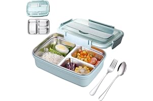Lunch Box Acciaio Inox 1200ml - 2 Scomparti, Tenuta Stagna, Senza BPA, Per Adulti E Bambini - Foto 3