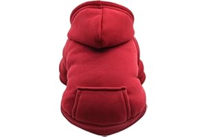 TONSEE HAUSTIER Tonsee Hundepullover kleine Hunde Mittlerer Hund Kapuzenpullis Hundepullover Hoodie Hunde Pullis Welpen Jacke Hunde Klamotten Warmer Wintermantel Haustier Kleidung Fleece Sweater (Rot, M)