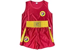 Yyyuluo Unisexe Enfants Ensemble D'uniformes de Boxe Adulte Muay Thai Sanda Vêtements de Compétition Performance Combinaison de Combat Short Gilet à Séchage Rapide Hauts Vêtements