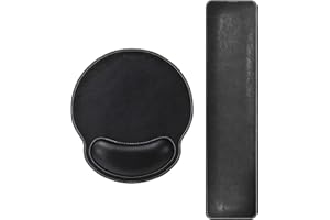 MAIDERN Podkładka pod nadgarstek i podkładka pod mysz ze skóry PU z podparciem nadgarstka, zestaw z pianki z pamięcią kształtu do komputera/laptopa/Mac, trwała, wygodna, lekka dla łatwego pisania i