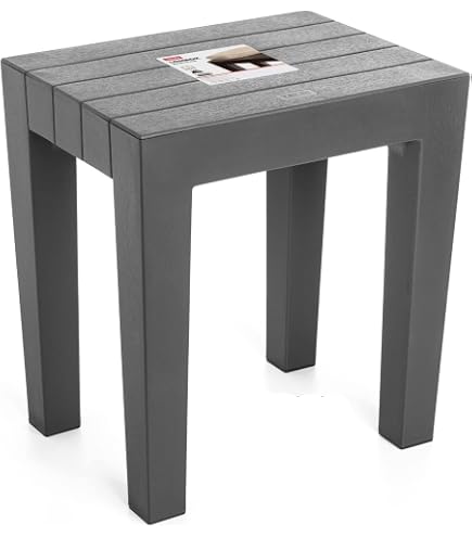 Sgabello Da Bagno Woody Multiuso In Polipropilene Effetto Legno, Dimensioni 38x29x41,5 Cm, Resistente All'umidità, Colori Pastello E Neutri