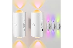 ‎TETSMG TETSMG LED Nachtlicht mit Bewegungsmelder, RGB-Farbverlauf Nachtlicht Dimmbar, Smart LED Wandlampe Innen/Außen, Wiederaufladbare Kabellose Wandleuchte für Wohnzimmer Balkon Treppenhaus (Weiß * 2)