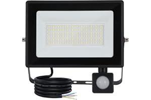 ‎MILLE LUCCIOLE Mille Lucciole 50W LED Spotlight with Motion Sensor 5000LM 6500K Cool White LED Floodlight IP65 Waterproof Outdoor Light Spotlight Wall Light for Garden Garage Sports Field Backyard