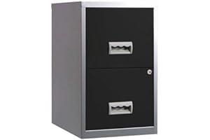 Pierre Henry 095808 A4 Steel Lockable 2 Drawers Filing Cabinet - Silver/Black