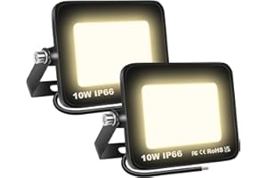 SKYWORLD 2 Pcs Projecteur LED Extérieur 10W 1000LM 3000K Blanc Chaud Spot LED Eclairage IP66 Étanche Projecteur Extérieur Eclairage de Sécurité Floodlight pour Jardin, Patio, Garage, Entrée