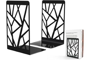 Lajiakoy® Sujetalibros Sujeta Libros Estantería de Metal, Apoya Soporte Libros Diseño Árbol, Decoración de Escritorio, Sujetalibros Metálicos para Casa Oficina Biblioteca Escuela Estantería (Negro-3)