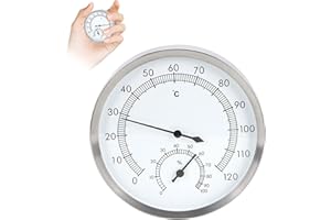 GAESHOW 2in1 Igrometro e Termometro Analogico per Interni in Acciaio Inox, Igrometro Analogico e Termometro Analogico, Temperatura di Misurazione e Umidità per Bagno Turco con Sauna, per Interni ed Esterni